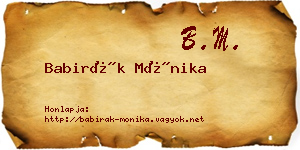 Babirák Mónika névjegykártya